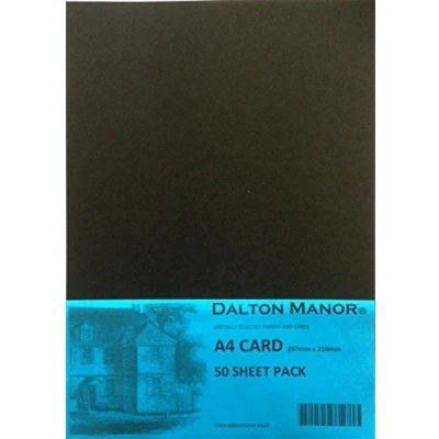 Image of Dalton Manor A4 Coloured Card 50 Sheet Pack Colour Black 160gsm