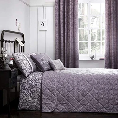 Image of Dreams &amp; Drapes Hanworth Easy Care Bedspread Heather, 195 x 229cm, Quilted Bedspread, Purple