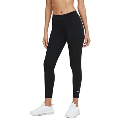 Image of Nike Sportswear W NSW Essntl Lggng 7/8 LBR MR Leggings Trousers, Women&#039;s, Size: XS, Black/white
