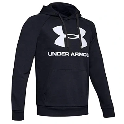Image of Under Armour Men Rival Fleece Sportstyle Logo Hoodie Warm Up Top Black// White (001), Small