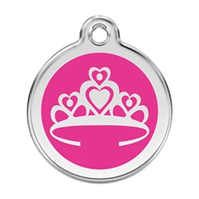 Image of Red Dingo Crown Dog Id Tag, Hot Pink, Small