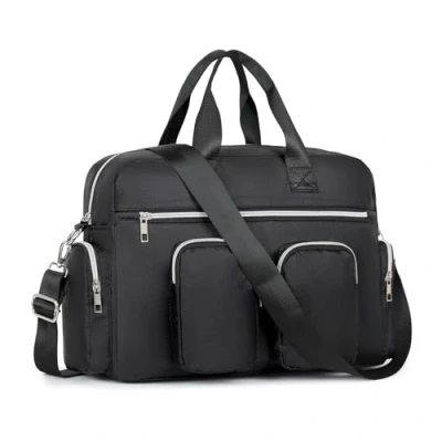 Image of Kono Handbag Top Handle Bag for Women, Multi Pockets Messenger Crossbody Bag, Large Waterproof Satchel Shoulder Ladies Lightweight Tote Work Shopping Travel(Pure Black)