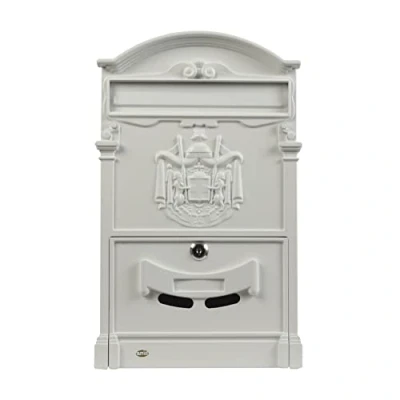 Image of Amig Classic Style Mailbox for Outdoor Use Post Locker Walls, Walls or Fences 40.5 x 25.5 8.5 cm Aluminium Includes Screws White Colour
