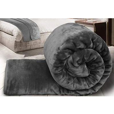 Image of Charcoal Faux Fur Throws Fleece Blanket Mink Sofa Bed Luxury Soft Warm Throw (Single (127CM X 152CM))