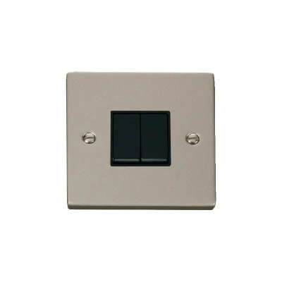 Image of Click Deco 2 Gang Way 10AX Switch Pearl Nickel Black Inserts