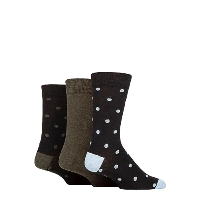 Image of Mens 3 Pair SOCKSHOP TORE 100% Recycled Cotton Polka Dot Patterned Socks Spots Black 7 11
