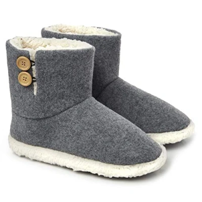 Image of DUNLOP Mens Slippers, Faux Fur Bootie Slippers Men, Slipper Ankle Boots with Rubber Sole, Memory Foam Plush House for Women and Ladies, Indoor Outdoor, Gifts Men (Charcoal, numeric_9)