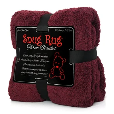 Image of Snug Rug Special Edition Blankets Luxury Sherpa Fleece 127 x 178cm (50&quot; 70&quot;) Sofa Throw Blanket (Mulberry Red)