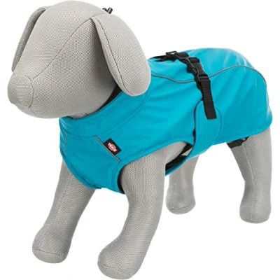 Image of VIMY RAINCOAT, M 50 CM, TURQUOISE dog rain jacket with reflective elements for more safety in the dark — comfortable &amp; adjustable, 680205