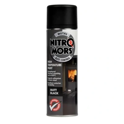 Image of Nitromors Anti Rust High Temperature Spray Paint, Thermal Stability Up To 650C, Matt Black, 500 ml