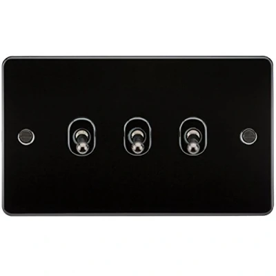 Image of KnightsBridge Flat Plate 10AX 3G 2 way toggle switch gunmetal