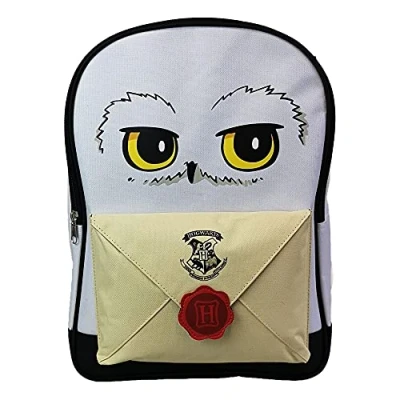 Image of Groovy Uk Harry Potter Hedwig and Letter of Acceptance BTS Backpack, Black/Cream/Red/White/Yellow