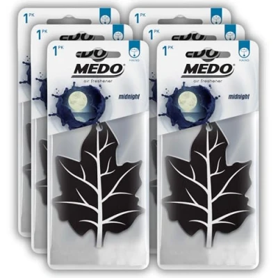 Image of MEDO Leaf Hanging Car Air Freshener, Strong Long lasting Fragrance, Removes Everyday Odours, For Interior Home &amp; Office 6 Pack Midnight Scent