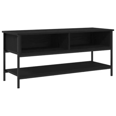 Image of vidaXL black oak tv cabinet/stand engineered wood media unit w/shelves for living room/home theatre