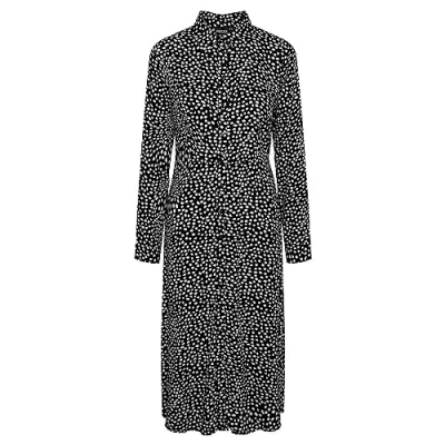 Image of Pieces Pcnova MIDI Dress Shirt dress, Women&#039;s, Size: Medium, Black/cloud dancer