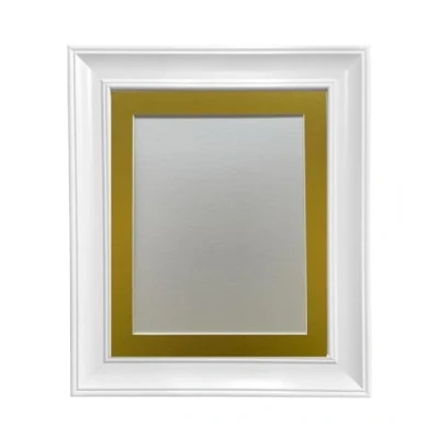 Image of FRAMES BY POST Scandi White Picture Photo Frame with Gold Mount 40 x 50 cm Image Size 30
