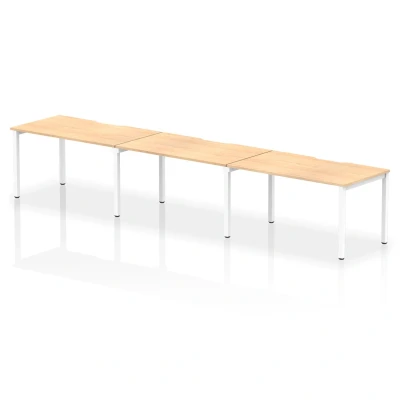 Image of Evolve Single White Frame Bench Desk 1400 Maple (3 Pod) BE394