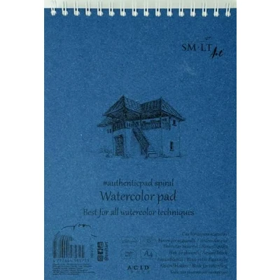 Image of SM.LT AB 35TS Authentic Line A4 Watercolour Pad Natural White Paper 280 GSM 35 Pages Blue