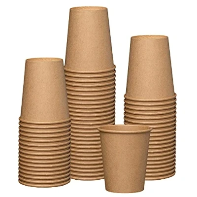 Image of [100 Pack] 8 oz. 240 ml Kraft Paper Hot Coffee Cups Unbleached