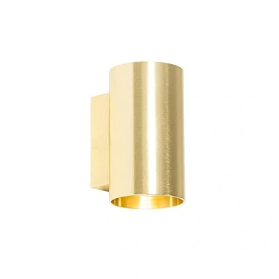Image of Qazqa Modern Wall Lamp I Light Gold Round Sandy Suitable for LED GU10 2 Aluminium Living Room Kitchen Bedroom