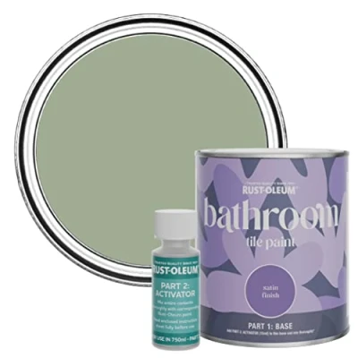 Image of Rust Oleum Green Water Resistant Bathroom Tile Paint in Satin Finish Bramwell 750ml