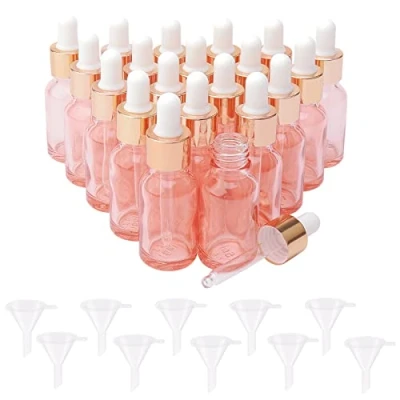 Image of Rowiz 20PCS 15ml Rose Gold Glass Dropper Bottles Essential Oils Bottle Perfume Aromatherapy Cosmetic Container Sample with Metal Cap