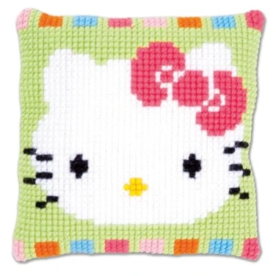 Image of Vervaco Cross Stitch Cushion Hello Kitty in Pastel