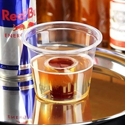 Image of We Can Source It Ltd Bomb Cups 25ml CE Marked Clear, Polypropylene, Crushable, Recyclable. Shot Cups, Shotz, Ideal for Red Bull &amp; Jagermeister Jagerbombs (500)