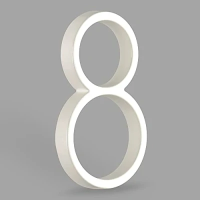 Image of HASWARE Floating House Number Sign: 5 inch Modern Door Signage Striking for Street Home Address Numerals (8, White)