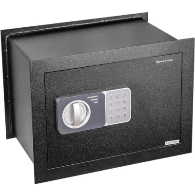 Image of Genie Hand Electronic Home Safe with Key and Combination Lock, High Security Money Box for Wall or Cabinet B Class Lock Anti Bounce Technology