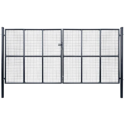 Image of vidaXL Mesh Garden Gate Galvanised Steel 400x175 cm Grey