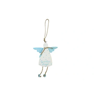 Image of Gisela Graham Wood Decoration, Blue/White, One Size