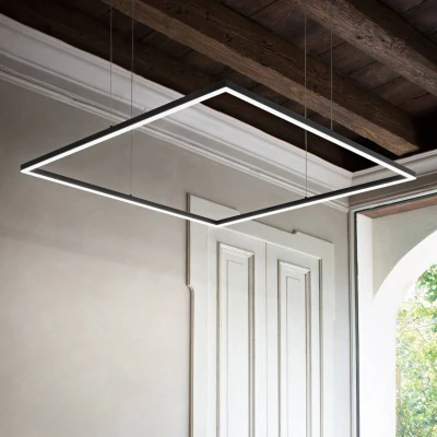 Image of Oracle Slim Non Dim Decorative Square Integrated Pendant Light Black, 3000K, 51W