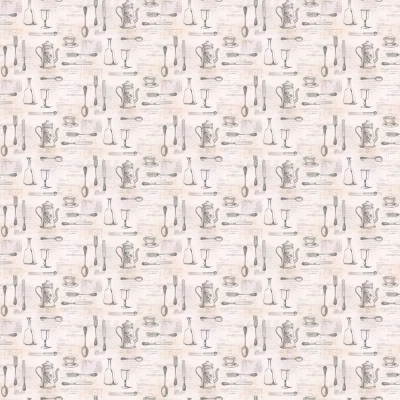 Image of Norwall NWKE29939 Staunton Kitchen Utensils Toile Textured Wallpaper