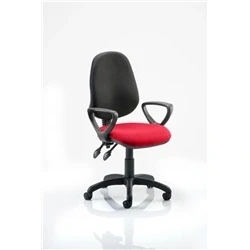 Image of Eclipse Plus II Lever Task Operator Chair Black Back Bespoke Seat with Loop Arms In Bergamot Cherry