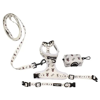 Image of Paw Highness Dog Walking Harness, Collar, Leash &amp; Poo Bag Holder Set Boss Large