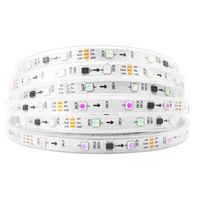 Image of BTF LIGHTING WS2811 IC=RGB IC Addressable Dream Color LED Strip 16.4FT 30LEDs/m 10Pixels/m 150LEDs 50pixels IP67 Waterproof Black PCB Flexible DC12V Chasing Effect for Bedroom Desk Home Decoration