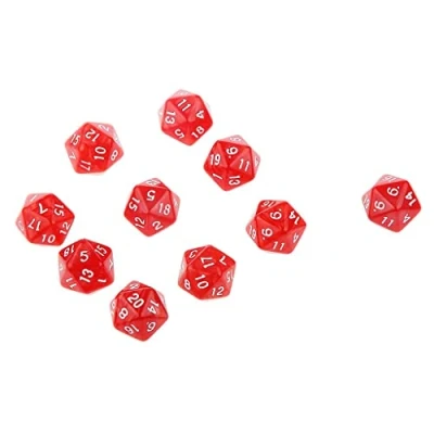 Image of sharprepublic Pack Of 10 Dungeons D&amp;D Role Playing Games Twenty Sided D20(1 20) Dice Red
