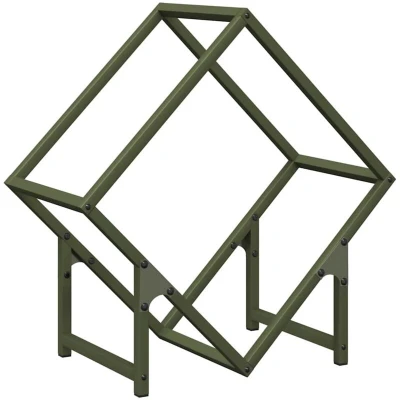Image of vidaXL Firewood Rack Olive Green 50x25x50 cm Cold rolled steel