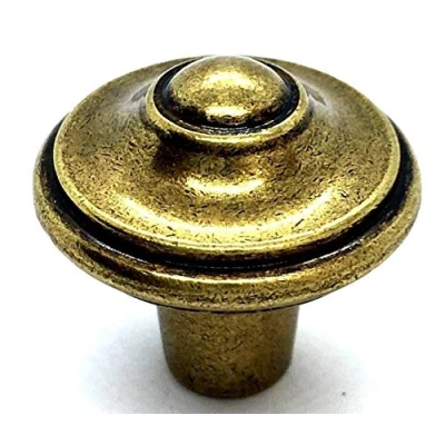 Image of 4 x Pointed KNOBS 30mm Antiqued Brass Cupboard Cabinet Drawer Dresser Door Knob