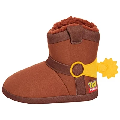 Image of Disney Woody Slipper Boots Toy Story Boys Slippers Cowboy Booties with Spur Warm Fleece House Shoes 10 UK Child