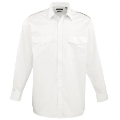 Image of Premier Workwear Mens Long Sleeve Pilot Shirt White XX Large (Manufacturer Size:17.5)