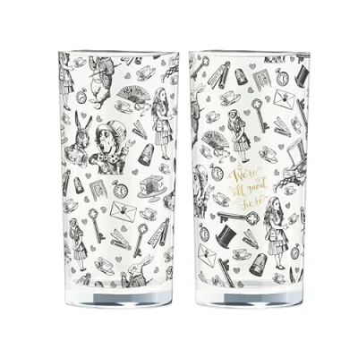 Image of Alice In Wonderland Set Of 2 High Ball Glasses