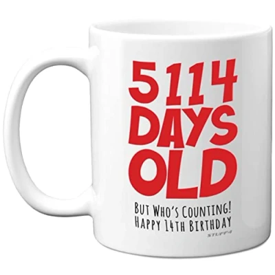 Image of 14th Birthday Mug Gift for Boys Girls Him Her 5114 Days Old Funny Teenager Fourteen Fourteenth Happy Present Brother Sister Son Daughter Cousin, 11oz Ceramic Dishwasher Safe Mugs