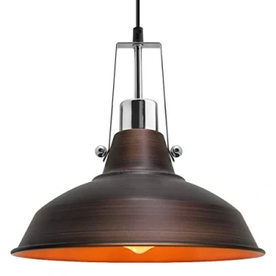 Image of Industrial Retro Barn Pendant Light Metal Lamp Shade Polished Rustic Brown Old Factory Iconic Style M0156