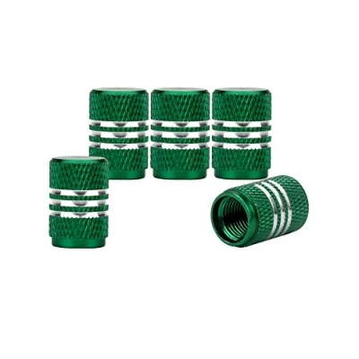 Image of SENZEAL 5x Silver Around Tyre Valve Stem Caps Aluminum Alloy Wheel Dust for Car Mountain Bike Motorcycle Green