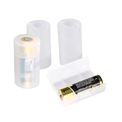 Image of Diyeeni 4Pcs AA to C Size Battery Adapter Case, Storage Containers, Cell Batteries Adapter, Transparent Holder(4 Pack)