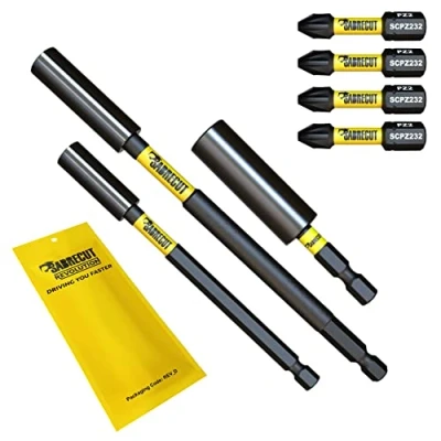 Image of 7 Piece SabreCut SCRK9 Magnetic 60mm 100mm and 152mm Professional Impact Bit Holders with 4 x 32mm PZ2 Screwdriver Bits Compatible Dewalt, Milwaukee, Makita, Bosch Others