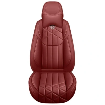 Image of Eunncu Universal Car Seat Covers Waterproof Leather Full Set, Can Protect Front and Rear Seats, To Fit Most Cars, Side Airbag Compatible, Red
