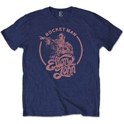 Image of Elton John Rocketman Circle Point Navy T Shirt (XX Large)
